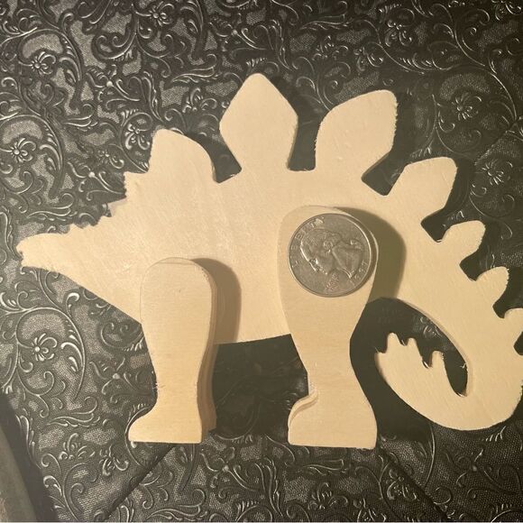 NEW Stegosaurus Dinosaur Wooden Natural Unfinished Animals Do It Yourself - Picture 4 of 6